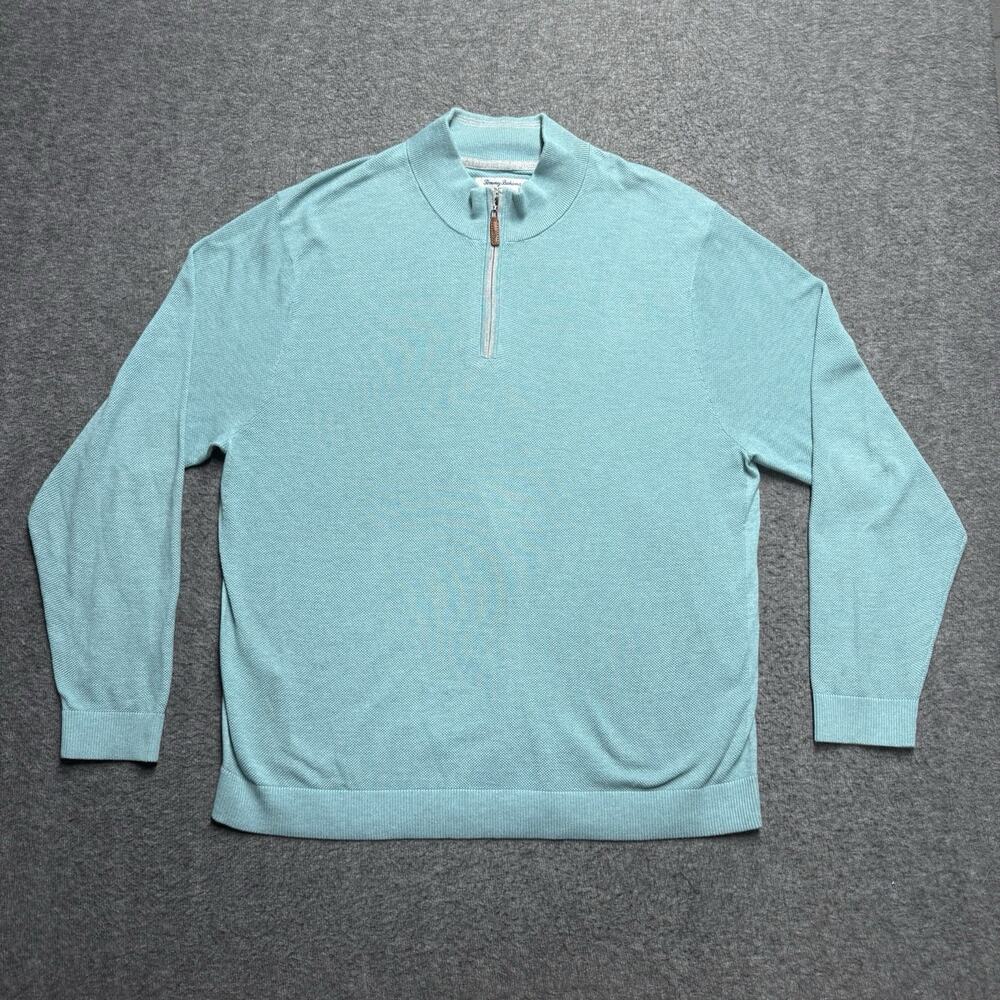 Tommy Bahama Island Zone 1/4 Zip Sweatshirt Men's IXLB Blue/Green Long Sleeve